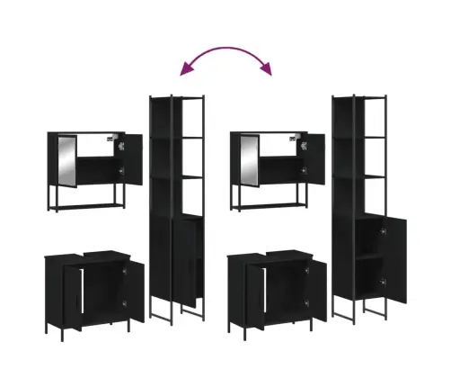 3-Daļīgs Vannasistabas Mēbeļu Komplekts, Melns, Koks Vidaxl