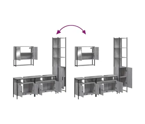 4-Daļīgs Vannasistabas Mēbeļu Komplekts, Pelēka Ozolkoka Krāsa Vidaxl