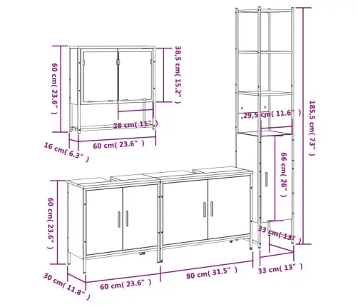 4-Daļīgs Vannasistabas Mēbeļu Komplekts, Melns, Koks Vidaxl 4-Daļīgs Vannasistabas Mēbeļu Komplekts, Melns, Koks Vidaxl