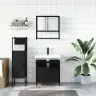Vonios Baldų Komplektas, 3 Dalių, Juodas, Apdirbta Mediena