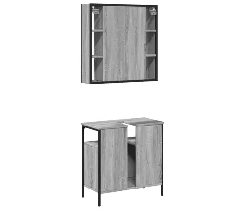 2-Daļīgs Vannasistabas Mēbeļu Komplekts, Pelēka Ozolkoka Krāsa Vidaxl