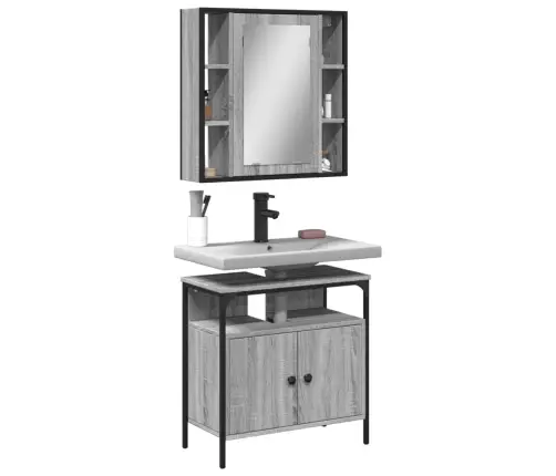 2-Daļīgs Vannasistabas Mēbeļu Komplekts, Pelēka Ozolkoka Krāsa Vidaxl