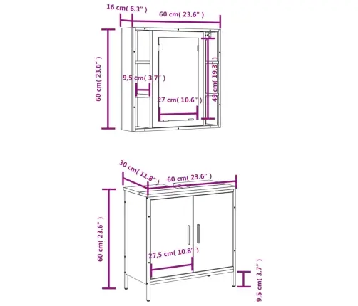 2-Daļīgs Vannasistabas Mēbeļu Komplekts, Inženierijas Koks Vidaxl
