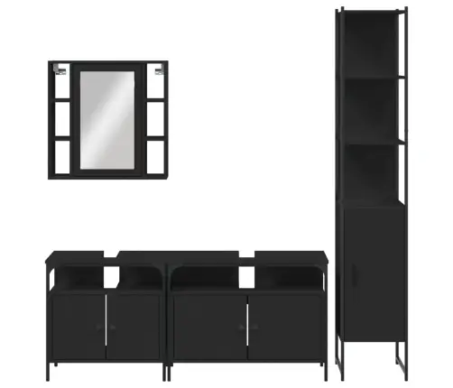 4-Daļīgs Vannasistabas Skapīšu Komplekts, Melns Vidaxl 4-Daļīgs Vannasistabas Skapīšu Komplekts, Melns Vidaxl