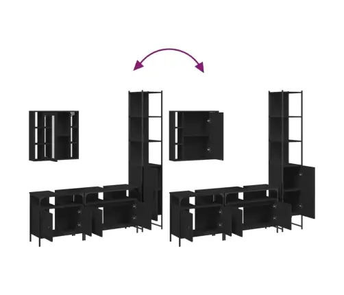 4-Daļīgs Vannasistabas Skapīšu Komplekts, Melns Vidaxl 4-Daļīgs Vannasistabas Skapīšu Komplekts, Melns Vidaxl