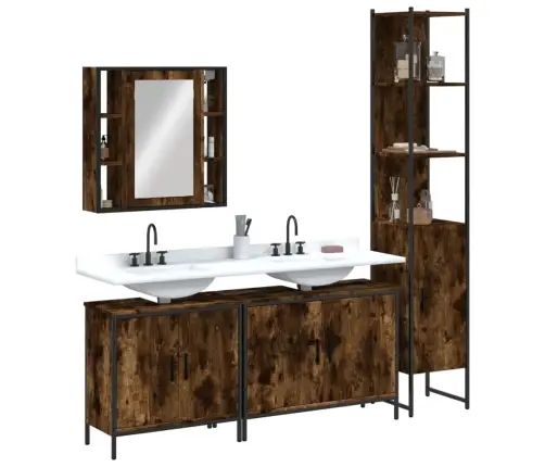 4-Daļīgs Vannasistabas Skapīšu Komplekts, Ozolkoka Krāsa Vidaxl