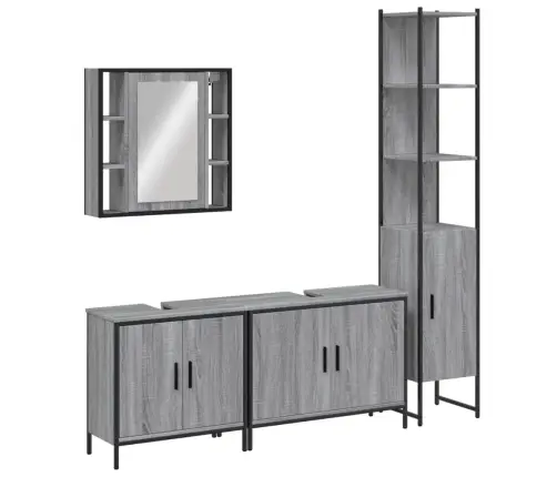 4-Osaline Vannitoakappide Komplekt, Hall Sonoma Tamm, Tehispuit