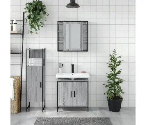 3-Osaline Vannitoakappide Komplekt, Hall Sonoma Tamm, Tehispuit