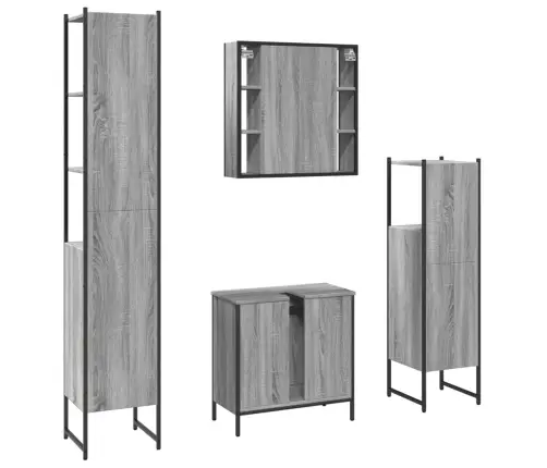 4-Osaline Vannitoakappide Komplekt, Hall Sonoma Tamm, Tehispuit