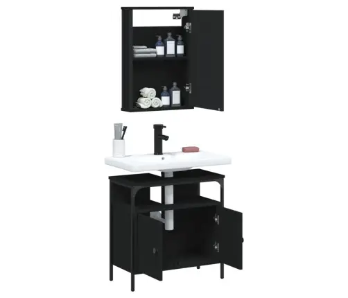 2-Daļīgs Vannasistabas Mēbeļu Komplekts, Melns, Koks Vidaxl 2-Daļīgs Vannasistabas Mēbeļu Komplekts, Melns, Koks Vidaxl