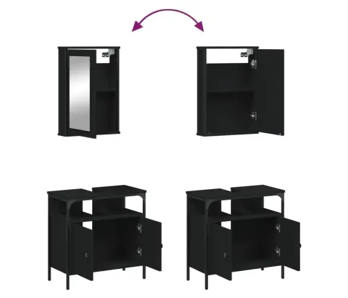 2-Daļīgs Vannasistabas Mēbeļu Komplekts, Melns, Koks Vidaxl 2-Daļīgs Vannasistabas Mēbeļu Komplekts, Melns, Koks Vidaxl