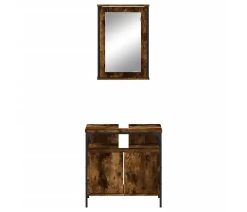 Vonios Baldų Komplektas, 2 Dalių, Dūminio Ąžuolo, Mediena