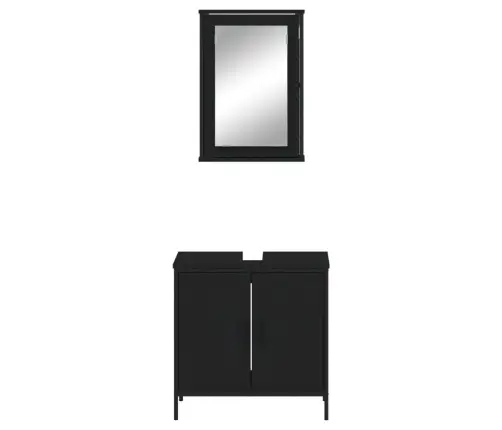 2-Osaline Vannitoa Mööblikomplekt, Must, Tehispuit