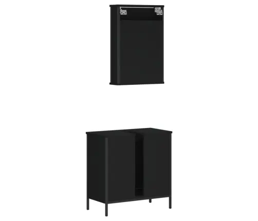 2-Osaline Vannitoa Mööblikomplekt, Must, Tehispuit