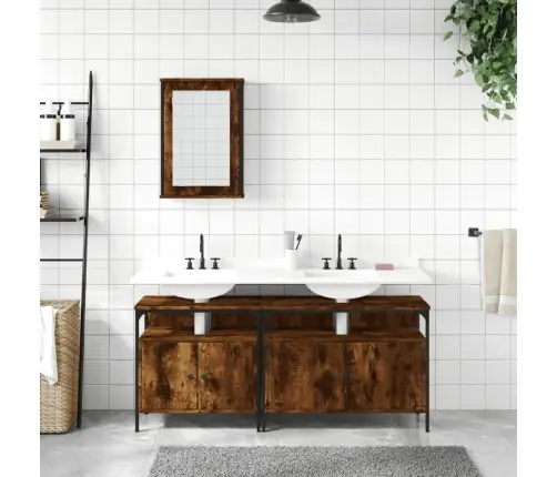 Vonios Baldų Komplektas, 3 Dalių, Dūminio Ąžuolo, Mediena