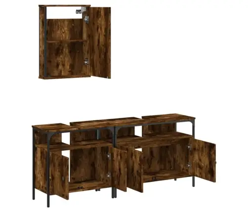 Vonios Baldų Komplektas, 3 Dalių, Dūminio Ąžuolo, Mediena