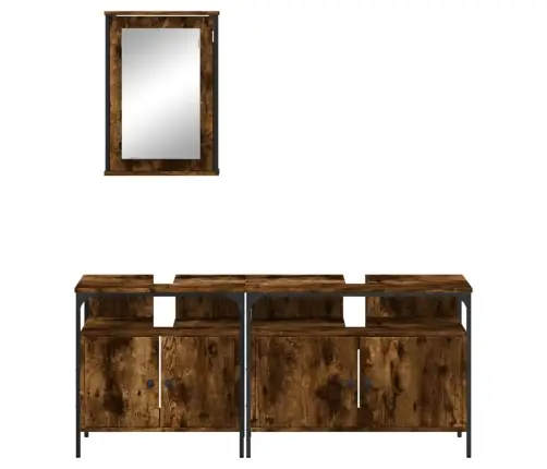 Vonios Baldų Komplektas, 3 Dalių, Dūminio Ąžuolo, Mediena