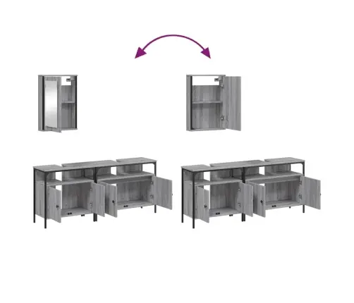 3-Daļīgs Vannasistabas Mēbeļu Komplekts, Pelēka Ozolkoka Krāsa Vidaxl 3-Daļīgs Vannasistabas Mēbeļu Komplekts, Pelēka Ozolkoka Krāsa Vidaxl