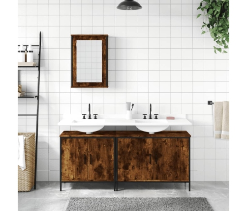 3-Osaline Vannitoa Mööblikomplekt, Suitsutatud Tamm, Tehispuit