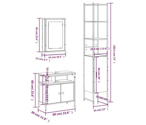 3-Daļīgs Vannasistabas Mēbeļu Komplekts, Ozolkoka Krāsa Vidaxl 3-Daļīgs Vannasistabas Mēbeļu Komplekts, Ozolkoka Krāsa Vidaxl