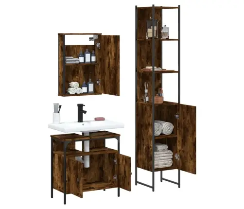 3-Daļīgs Vannasistabas Mēbeļu Komplekts, Ozolkoka Krāsa Vidaxl 3-Daļīgs Vannasistabas Mēbeļu Komplekts, Ozolkoka Krāsa Vidaxl