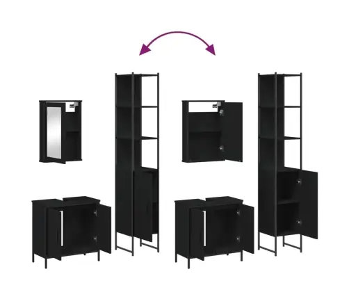 3-Daļīgs Vannasistabas Mēbeļu Komplekts, Melns, Koks Vidaxl