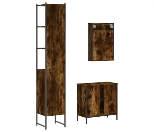 3-Osaline Vannitoa Mööblikomplekt, Suitsutatud Tamm, Tehispuit