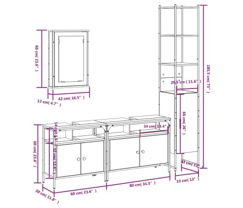 4-Daļīgs Vannasistabas Mēbeļu Komplekts, Ozolkoka Krāsa Vidaxl