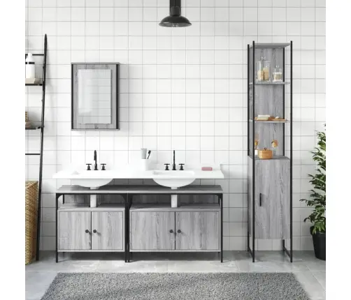 4-Daļīgs Vannasistabas Mēbeļu Komplekts, Pelēka Ozolkoka Krāsa Vidaxl