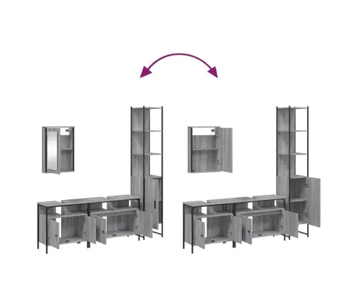 4-Daļīgs Vannasistabas Mēbeļu Komplekts, Pelēka Ozolkoka Krāsa Vidaxl