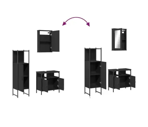 3-Daļīgs Vannasistabas Mēbeļu Komplekts, Melns, Koks Vidaxl 3-Daļīgs Vannasistabas Mēbeļu Komplekts, Melns, Koks Vidaxl