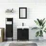 Vonios Baldų Komplektas, 3 Dalių, Juodas, Apdirbta Mediena