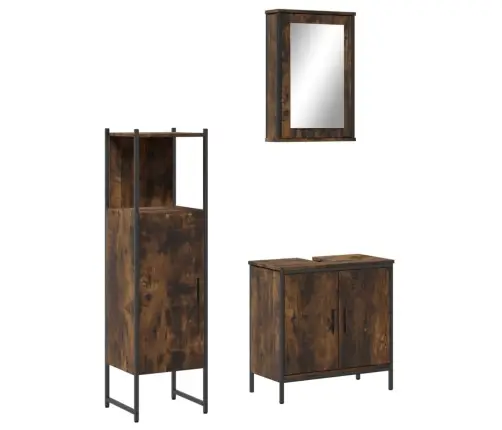 3-Daļīgs Vannasistabas Mēbeļu Komplekts, Ozolkoka Krāsa Vidaxl