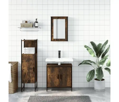 3-Daļīgs Vannasistabas Mēbeļu Komplekts, Ozolkoka Krāsa Vidaxl