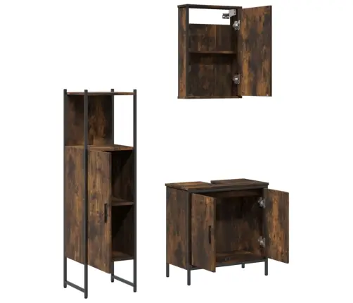 3-Daļīgs Vannasistabas Mēbeļu Komplekts, Ozolkoka Krāsa Vidaxl