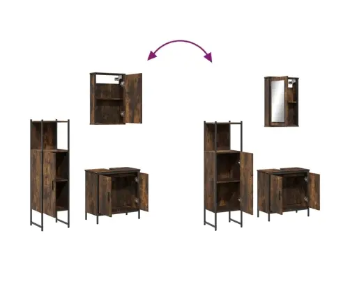 3-Daļīgs Vannasistabas Mēbeļu Komplekts, Ozolkoka Krāsa Vidaxl