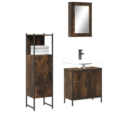 3-Daļīgs Vannasistabas Mēbeļu Komplekts, Ozolkoka Krāsa Vidaxl