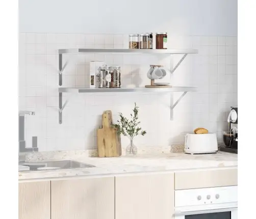 Seinariiulid 2 Tk, 100X40 cm Hõbedane, Roostevaba Teras