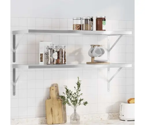 Seinariiulid 2 Tk, 100X40 cm Hõbedane, Roostevaba Teras