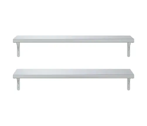 Sienas Plaukti, 2 Gab., 100X30 Cm, Sudraba Krāsā, Tērauds Vidaxl