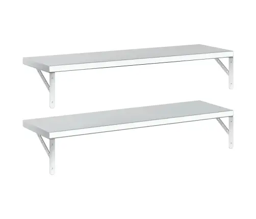 Sienas Plaukti, 2 Gab., 100X30 Cm, Sudraba Krāsā, Tērauds Vidaxl