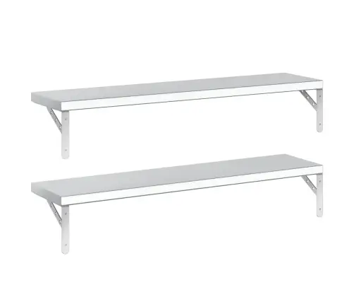 Sieninės Lentynos, 2Vnt., Sidabrinės, 100X23,5cm Plienas