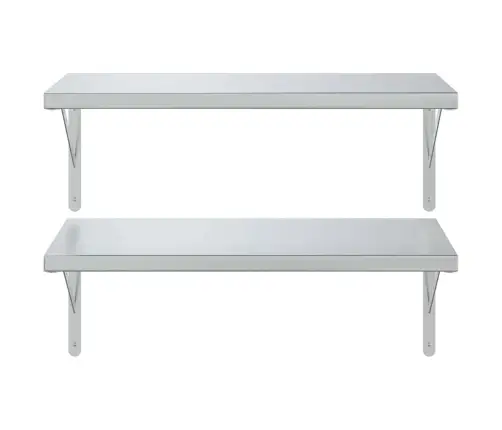Seinariiulid 2 Tk, 75X40 cm Hõbedane, Roostevaba Teras Seinariiulid 2 Tk, 75X40 cm Hõbedane, Roostevaba Teras