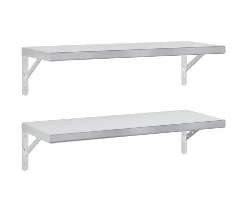 Sienas Plaukti, 2 Gab., 75X30 Cm, Sudraba Krāsā, Tērauds Vidaxl