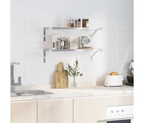 Sienas Plaukti, 2 Gab., 75X30 Cm, Sudraba Krāsā, Tērauds Vidaxl