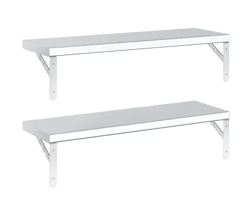 Sienas Plaukti, 2 Gab., 75X23,5 Cm, Sudraba Krāsā, Tērauds Vidaxl