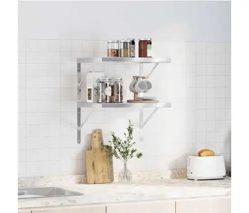 Sieninės Lentynos, 2Vnt., Sidabrinės, 50X40cm Plienas