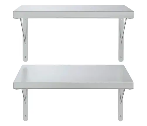 Sieninės Lentynos, 2Vnt., Sidabrinės, 50X40cm Plienas