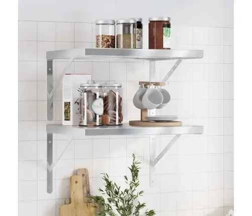 Sieninės Lentynos, 2Vnt., Sidabrinės, 50X40cm Plienas