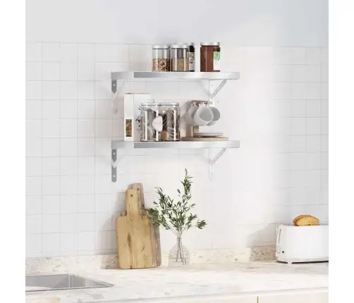 Seinariiulid 2 Tk, 50X23,5 cm Hõbedane, Roostevaba Teras